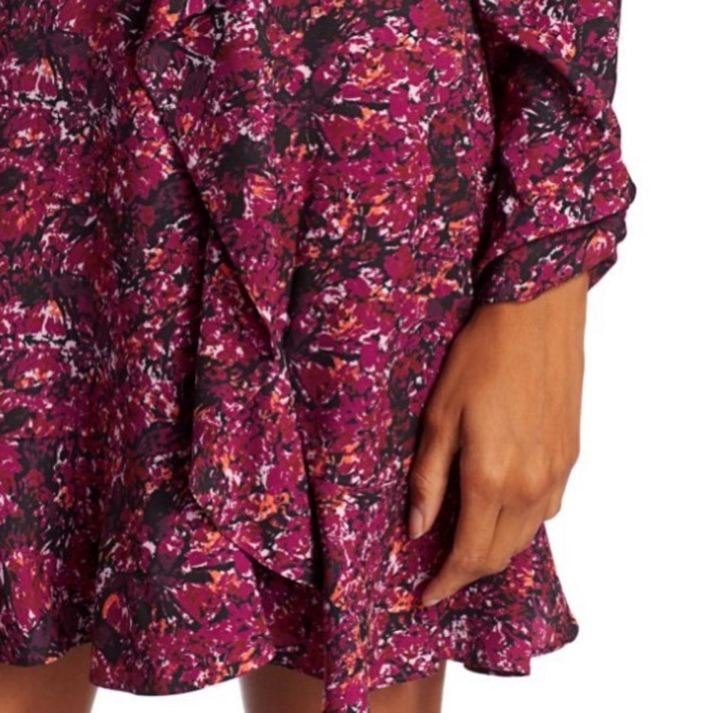 PARKER Women’s Alison Floral Long-Sleeve Ruffle Dress in Cranberry Multi Size 6 - Picture 4 of 12